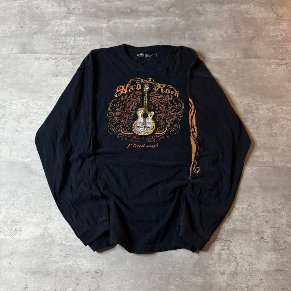 Grunge 2000s Relaxed Boxy Black Hard Rock Skater Y2K Long Sleeve Tee